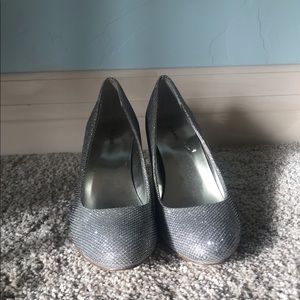 Silver glitter heels